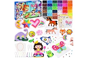 DazSpirit 10000pcs Fuse Beads Craft Kit, 36 Colours 5mm Fuse Beads with 104 Pattern Sheets Arts and Crafts for Kids, Comes with Tweezers, Pegboards, Ironing Papers, Iron Bead Art Craft Kits for Kids