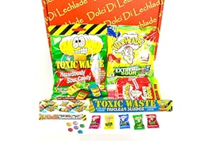American Sour Sweets Gift Box by Dolci Di Lechlade | Warheads vs Toxic Waste | Mega Extreme Sour Candy Challenge Halloween Birthday Christmas Sweet Gummy