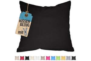 QOOLTEX Kissenbezug 25x25 cm Schwarz mit verdecktem Reißverschluss - Baumwolle Kissenhülle Uni, Waschbar, Atmungsaktiv Mischgewebe Kopfkissenbezug (85% BW - 15% Poly)