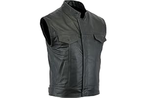 Motorbike Mens Real Leather Vest Waist coat Cruiser Jacket Sons of Anarchy Chopper Fashion