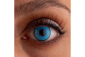 LEXXOO EYEWEAR CONCEPTS LEXXOO Kontaktlinsen Farbig, 1 Paar (2 Stück) – „Super Hero“ – Farbige Kontaktlinsen ohne Stärke für Fasching, Halloween, Karneval & Cosplay, Blaue Kontaktlinsen mit UV-Schutz