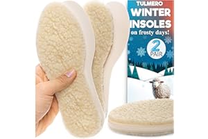 TULMERO Plantillas Térmicas de Lana y Espuma de Látex, Suela de Invierno - 2 Pares