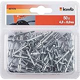 KWB 407478 50 Ø 4,8 mm, Lunghezza, Alluminio, con Perno zincato, per pinze per Rivetti ciechi Commerciali, 4,8 8 mm, 4,8 x 8,