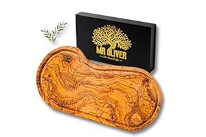 MR OLIVER MrOliver® Neptune - Tagliere in Legno d'Ulivo Naturale - Tagliere da Cucina Professionale - Accessori Cucina di Design- Tagliere Legno Grande per Aperitivo, Carne, Salumi
