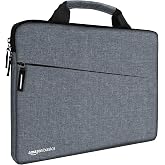 Amazon Basics Laptop Bag Sleeve Case Cover Pouch with Handle for Men & Women | 15.6 Inch Laptop with Padded Laptop Compartment | Zipper Closure | Water Repellent Nylon Fabric (Grey)