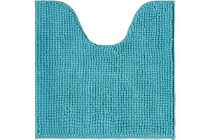 Decomira Alfombra de Baño Antideslizante de Chenilla | Alfombrilla súper Absorbente y Lavable a máquina | para el baño, la Ducha, la bañera o como Alfombra WC | Turquesa - 45x45 cm WC