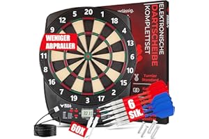 ‎BULL CRAFT BULL CRAFT Dartscheibe Elektronisch – [ DER TURNIERSTANDARD ] – Profi E Dartscheibe Deutsch - Komplettset inkl. Dartpfeile, Elektronische Dartscheibe - Kabellos Nutzbar - Softdartscheibe