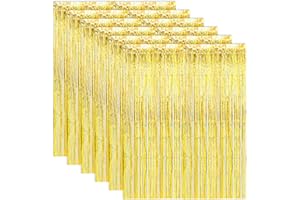 ASelected Lot de 6 rideaux à franges en feuille d'or de 2 m, rideaux à franges pour décoration de fête, rideaux de fond pour photo, accessoires de fête pour anniversaire, mariage, Noël, fête