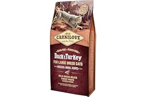 Carnilove Chat - Croquettes spécial Grandes Races, sans Céréales ni Pommes de Terre - Canard et Dinde