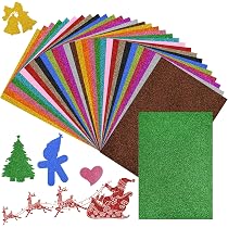 20 Feuilles Papier Pailleté A4 Mousse Adhésive 2mm - 10 Couleurs Pour Bricolage