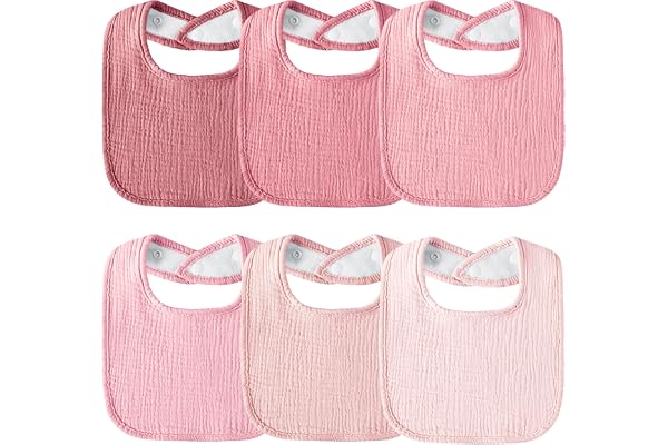 Kewlife gift Bavoirs Bébé - Mousseline de Coton Absorbant - Rectangle Réglables Doux Pour Garçons et Filles - Lot de 6.