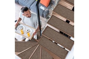 YISUN 15 PCS Stair Carpet, Non-Slip Carpet Stair Treads, Carpet Treads for Stairs Non Skid Rubber Backing Removable Washable Step Runners Perfect for Kids Elders and Pets