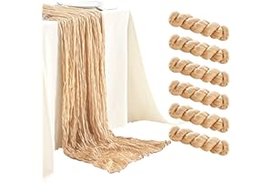 SRIZIAN 6 Stück Beige Käsetuch-Tischläufer, 3 m breit, Gaze-Tischläufer, Boho-Tischläufer für Brautparty, Hochzeit, Geburtstag, Party, Tischdekoration