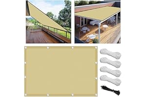 FLYSOUL Vela Ombreggiante 1.5x5m Impermeabile Tenda da Sole per Esterno Vele Ombreggianti Rettangolare Telo Parasole con Fune e Occhiellato Protezione UV Tenda a Vela per Giardino Balcone Terrazza