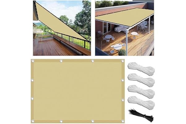 Toldo Vela de Sombra 1.5x3m Rectangular Impermeable Toldos Exterior Terraza Protección Rayos UV Resistente al Desgarro para Terraza Balcon Patio Exteriores Jardín con Ojales y Cuerdas de Fijación