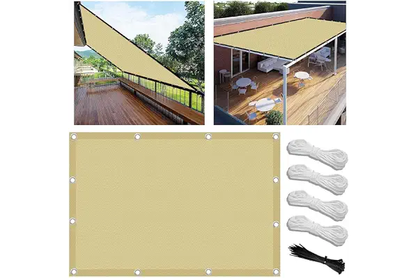Toldo Vela de Sombra 1.5x3m Rectangular Impermeable Toldos Exterior Terraza Protección Rayos UV Resistente al Desgarro para Terraza Balcon Patio Exteriores Jardín con Ojales y Cuerdas de Fijación