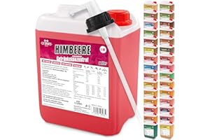 C.P.SPORTS C.P. Sports 5 Liter Getränke Sirup Getränkekonzentrat für ca. 400 Liter Fertiggetränk Vitamine Quellwasser Sportgetränk Konzentrat versch. Sorten inkl. DOSIERSPENDER mit L-Carnitin (Himbeere)