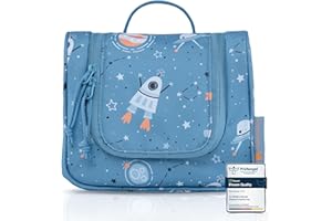 TA Trend Atelier Neceser Infantil en poliéster Reciclado – Bolsa de Aseo para Colgar, sostenible, sin PFC y Repelente al Agua (Espacio – Azul)