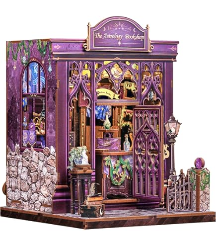 CUTEBEE Boek Nook Kit DIY miniatuurhuis, poppenhuis, zelf bouwpakket met ledlicht, boekenplank, modelbouwset voor volwassenen (The Darkness Herbarium