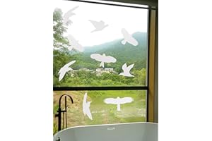 EWTSHOP Lot de 18 autocollants blancs pour fenêtres, vérandas, maisons en verre pour protéger les oiseaux, silhouettes d'oiseaux, protection contre les chocs d'oiseaux, protection de fenêtre
