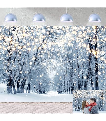Toile De Fond Photo Neige Et Forêt 6x3m - Décoration Noël, Arrière-plan Studio, Bannière Vinyle - 8