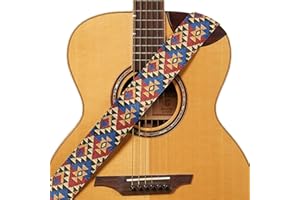 Amumu Skull Denim Guitar Strap for Acoustic Guitar Electric Guitar and Bass Guitar with Strap Blocks and Headstock Strap, Blue & Red