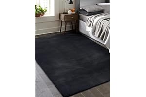 ‎MIAS TEPPICHE Mia´s Teppiche Luna kuschelig Warmer Fellteppich, weich und elegant, waschbar und Fußbodenheizung geeignet, Öko-Tex Zertifiziert, Schwarz, 50 x 100 cm