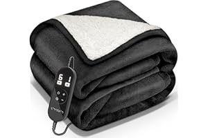 sinnlein® Heizdecke mit Abschaltautomatik 160 x 120 cm | Elektrische Wärmedecke mit 9 Temperaturstufen | Kuscheldecke Bett, Sofa | Decke elektrisch mit Timer Digitalanzeige