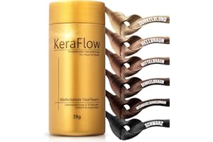 KeraFlow - Fibre capillari per infoltire i capelli, capelli più densi in 30 secondi, per le zone calve e i diradamenti, polvere per capelli, 28 g, colore grigio scuro