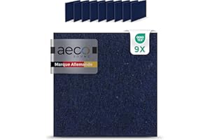 Aeco Sound® - Panneaux Acoustiques en Feutre | 9 pièces de 30x30cm | auto-adhésifs | feutre acoustique extra épais de 1,5cm | isolation phonique, réduction de bruit (Bleu foncé)