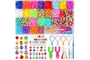 BulkSupply 2500+ Loom Bands Kit with Bonus Crochet Hook for Rubber Band Bracelet Kit for Girls - Friendship Bracelet Making kit - Includes Y-Shaped Loom, Zipper Hooks, Beads, & More