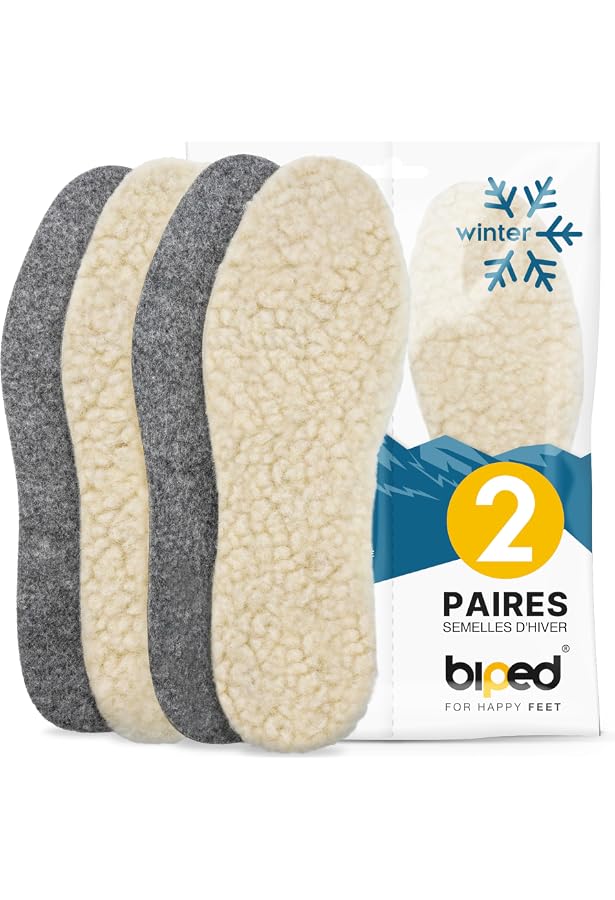 3 Paires Semelles Hiver Laine Agneau - Extra Douces Homme Femme Biped