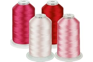 ‎SIMTHREAD Simthread Maschinenstickgarn 5000M Spulen Set Polyester Stickgarn für Babylock, Janome, Kenmore, Singer, W6 N Stickereimaschine (4 Rosa)