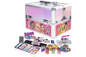 L.O.L Surprise! Townley Girl Train Case Cosmetic Makeup Set includes lip gloss, eye shimmer and more! for girls ages 3+ Perfe