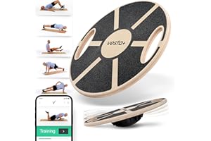‎VESTA+ Vesta+ Balance Board Holz + Fitness App, Balanceboard aus nachhaltigem Eichenholz - Der Balance Board Testsieger für das Plus in Deinem Workout, Wackelbrett Balance Board Erwachsene Therapiekreisel