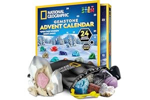 BLUE MARBLE NATIONAL GEOGRAPHIC 2025 Gemstone Advent Calendar - Christmas Countdown Calendar for Kids with 24 Gems, Rock Collection, Mini Gem Dig Kit (English-Only Version)