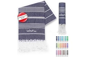 LeStoff Premium Hamamtuch 50 x 100 cm – 100% Bio-Baumwolle, Vorgewaschen, Nachhaltig, Leicht, Kompakt, Saugstark & Schnelltrocknend - Handtuch für Bad, Gäste, Gesicht, Sport, Reise, Camping (Navy)