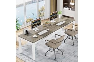 Tribesigns Scrivania per Computer, 200 x 70 x 75 cm Scrivania da Ufficio per Studenti e Lavoratori, Scrivania doppia lunga Tavolo da Computer Scrivania per Ufficio Studio, Rovere