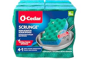 OCEDAR O-Cedar Scrunge Lot de 6 éponges à récurer Multi-usages Anti-Rayures, résistantes aux odeurs, nettoie en Toute sécurité Toutes Les Surfaces dures de la Cuisine et de la Salle de Bain, Bleu