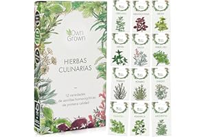 Kit Semillas Hierbas: 12 Variedades de Hierbas Aromaticas para plantar – Semillas Huerto – Albahaca, Tomillo, Cilantro – Plantas Aromaticas – OwnGrown