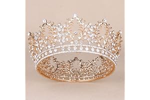 Kronen für Frauen, Vofler Königin Tiara Barock Vintage Kristall Strass für Dame Mädchen Braut Braut Prinzessin Abschlussball Geburtstag Hochzeit Festzug Weihnachten Halloween Kostüm Party -KC Gold