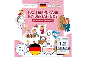 Papierdrachen 100 Tattoos für Kinder - Hautfreundliche Kindertattoos Bibi & Tina - kindgerechte Designs - als Mitgebsel oder Geschenkidee - 100% vegan & dermatologisch geprüft