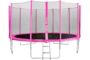 SixBros. SixJump Trampoline de Jardin 1,85m Jusqu’à 4,60m pour Enfants, Set-Complet avec echelle, Filet de sécurité & Tour de Protection, différentes Couleurs et Tailles