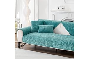 ‎DOT.V HOME DOT.V Stylish Sofa Protection; Cornersofa Cover; L Shape Sofa Cover; 2/3/4 Seater; Armchair Cover; Water Resistant; Non Slip; Pets/Kids (Turquoise Glimmer, 90x160)