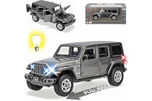 Generisch Jeep Wrangler JT Sahara Unlimited Grau 5 Türer Ab 2019 mit Licht und Sound 1/32 Tayumo Modell Auto
