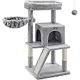FEANDREA Cat Tree, Cat Tower, Widened Perch For Large Cats, Light Grey PCT51W 695636063347