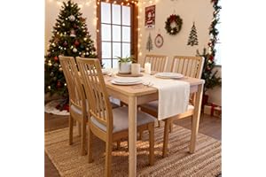 ‎ENCASA Encasa XO Table Runner Größe 32x230 cm | Baumwoll -Leinwand Stoff | Natürlich Solid Color | Waschbarer und dauerhaft