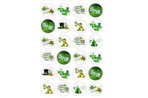 TOP THAT 24 Precut St Patricks Day Irish Celebration Edible Wafer Paper Cake Toppers Decorations