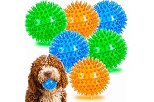 Ousiya 6-PACK Dog Squeaky Balls, Spiky Dog Balls with Squeaker, Squeaky Dog Toys Ball, High Bounce Rubber Spike Small Dog Balls for Puppy Teething, Small and Medium Aggressive Chewers Chew Toys Ball