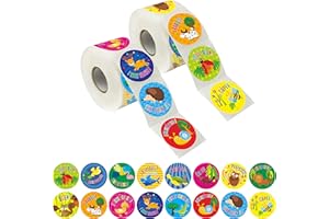 HEBAYY 600 Autocollants Encouragement de récompense pour les enseignants Motivation espagnol en 16 motifs d’animaux pour les enseignants, utilisation en classe, (chacun mesure 3.8 cm de diamètre)